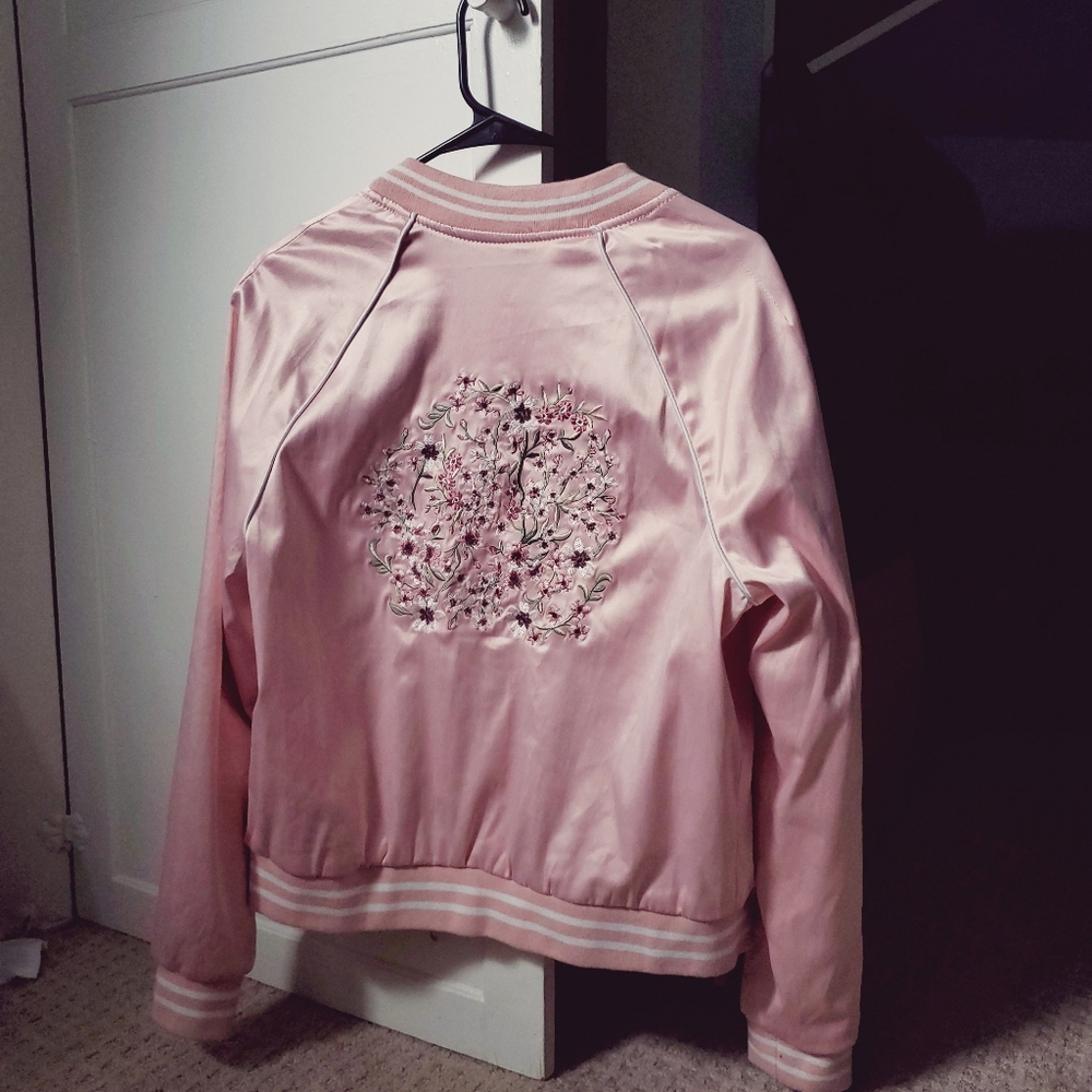 Soft pink embroidered jacket